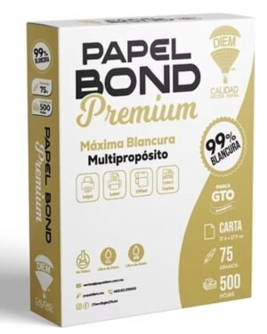 PAPEL BOND DIEM PREMIUM 99% DE BLANCURA TAMAÑO CARTA CON 500 HOJAS