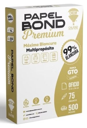 PAPEL BOND DIEM PREMIUM, 99% BLANCURA TAMAÑO OFICIO CON 500 HOJAS