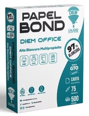 PAPEL BOND DIEM OFFICE TAMAÑO CARTA AL 97% BLANCURA CON 500 HOJAS.
