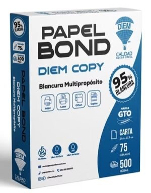 PAPEL BOND DIEM COPY TAMAÑO CARTA AL 95% DE BLANCURA CON 500 HOJAS.