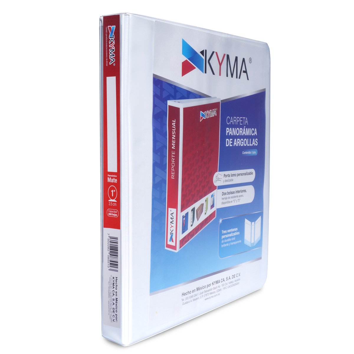 Carpeta Panorámica Kyma con Argolla O 1 pulgada Blanco Mate
