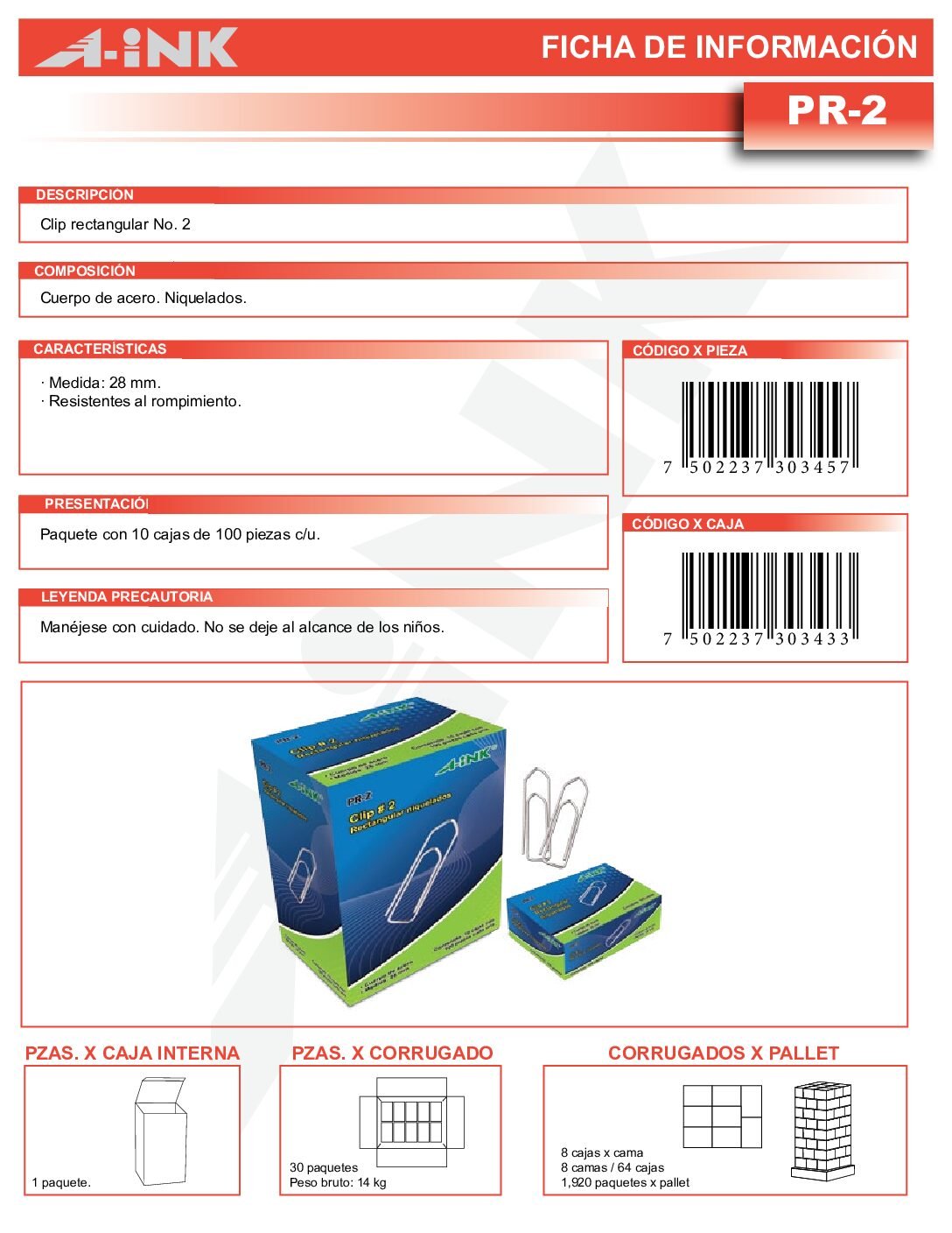 CLIP RECTANGULAR No.2 MOD. PR-2. - Imagen 2