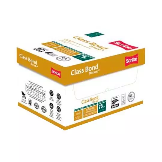 Caja de papel Class bond dorado Scribe tamaño carta 93% de blancura 75gr.