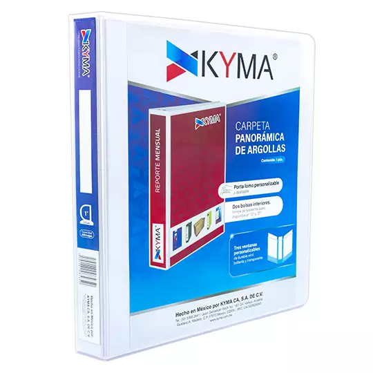 Carpeta panorámica KYMA carta blanca herraje en "D" de 1 pulgada