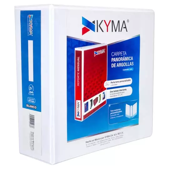 Carpeta panorámica KYMA carta blanca herraje en "O" de 2.5 pulgadas