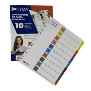 Separador de Papel KYMA con ceja de color con 10 Cejas.