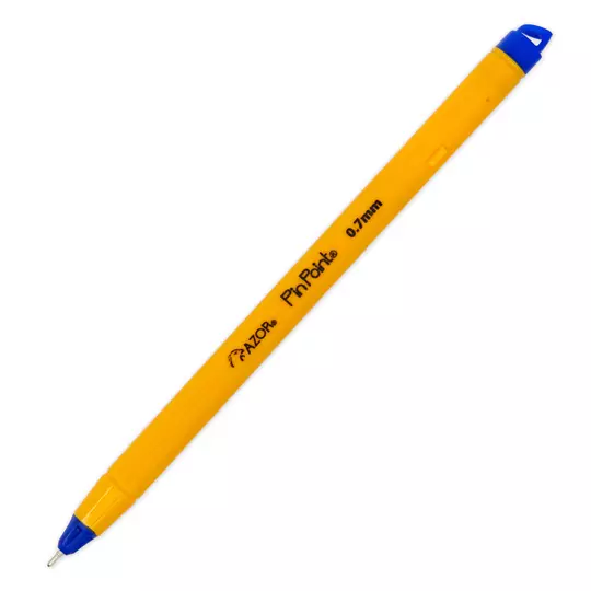 Bolígrafo fino Pin Point 0.7 mm color azul cuerpo amarillo caja con 12 pzas - Imagen 2
