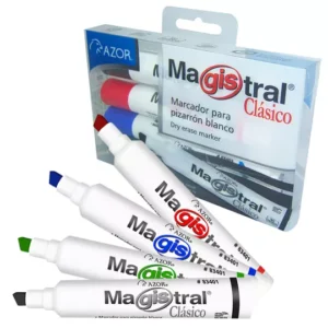Marcador Magistral Clásico punta cincel6 mm colores surtidos empaque con 4 pzas