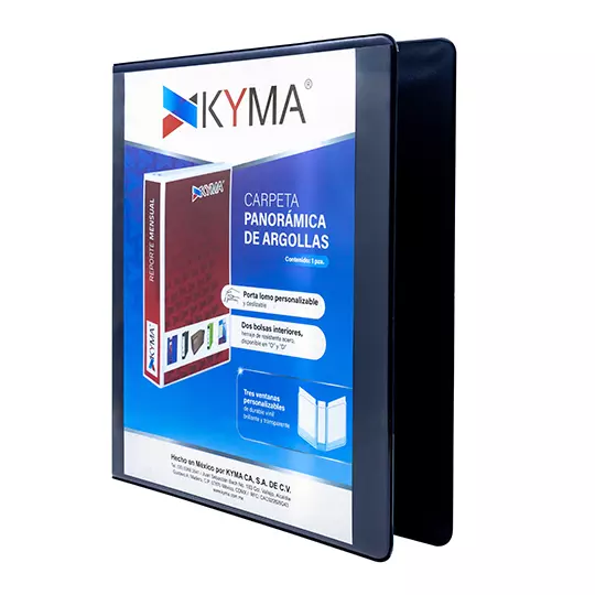 Carpeta panoramica KYMA carta azul marino herraje en "O" de 1 pulgada - Imagen 2
