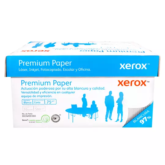 Caja de papel bond Premium Xerox tamañocarta 97% de blancura 75gr.