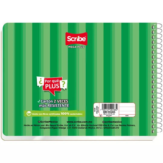 Cuaderno forma italiana SCRIBE Mega cuadro grande (7 mm) con 100 hojas - Imagen 2