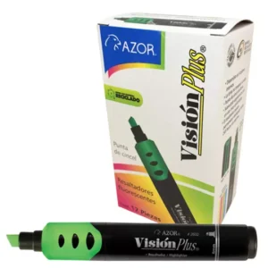 Resaltador de texto Vision Plus punta cincel 6 mm color verde caja con 12 pzas