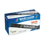 MARCADOR PERMANENTE PINTA CINCEL GRUESA COLOR NEGRO CON 12 PIEZAS BACO