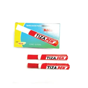 MARCADOR PARA PIZARRON BLANCO COLOR ROJO CON 12 PIEZAS TIZAPEN BACO