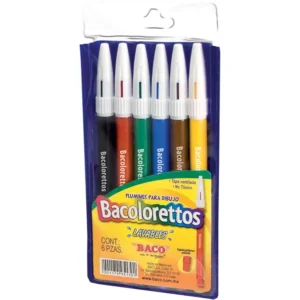 MARCADOR BASE AGUA LAVABLES DELGADOS CON 6 PIEZAS BACOLORETTOS