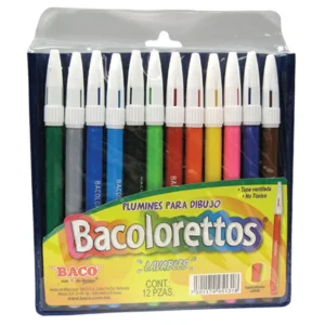 MARCADOR BASE AGUA LAVABLES DELGADOS CON 12 PIEZAS BACOLORETTOS