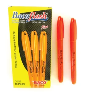 MARCADOR FLUORESCENTE DELGADO NARANJA CON 10 PIEZAS BACOFLASH BACO