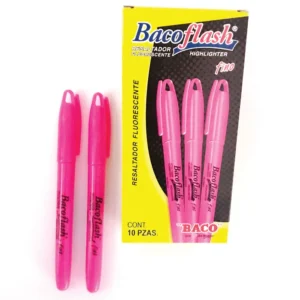MARCADOR FLUORESCENTE DELGADO ROSA CON 10 PIEZAS BACOFLASH BACO