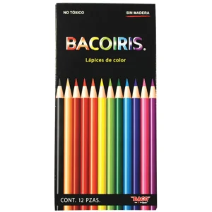 LAPICES DE COLORES CON 12 PIEZAS LARGOS REDONDOS BACOIRIS BACO