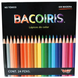 LAPICES DE COLORES LARGOS CON 24 PIEZAS REDONDOS BACOIRIS BACO