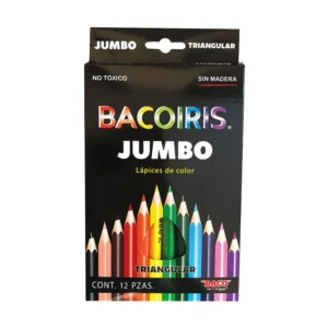 LAPICES DE COLORES JUMBO TRIANGULARES CON 12 PIEZAS BACO