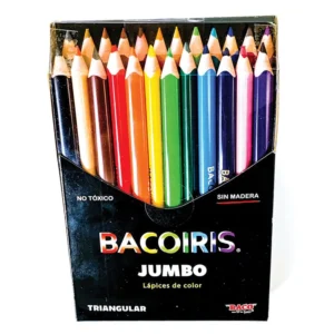 LAPICES DE COLORES CON 24 PIEZAS TRIANGULARES JUMBO BACO