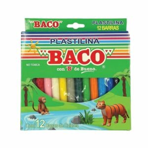 CAJA PLASTILINA CON 10 BARRITAS DE COLORES DE 12 CM BACO