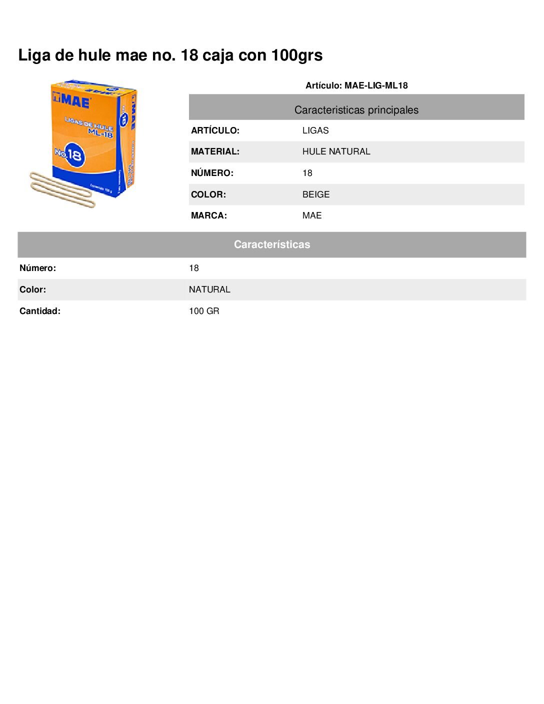 Liga de hule mae no. 18 caja con 100grs. - Imagen 2