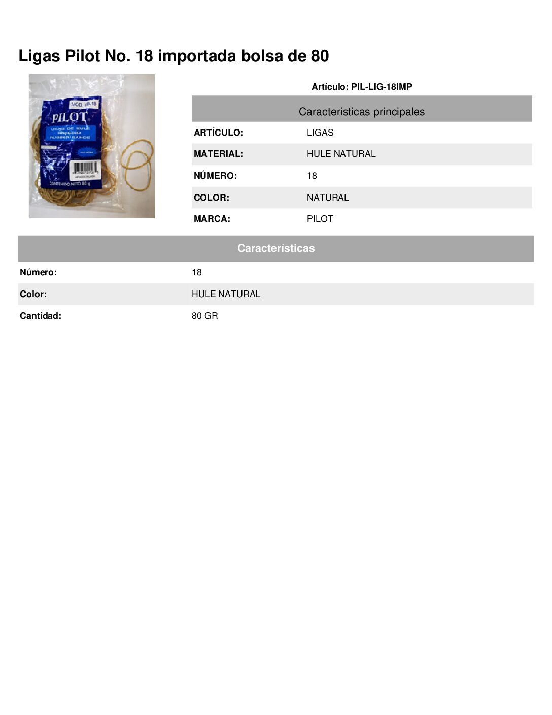 Ligas Pilot No. 18 importada bolsa de 80g - Imagen 2