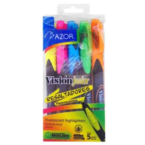 Resaltador de texto Vision Junior cincel4mm colores surtidos empaque con 5 pzas