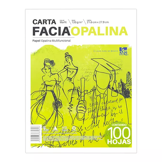 Paquete de papel opalina marfil 120gr. Facia tamaño carta paquete 100 hs