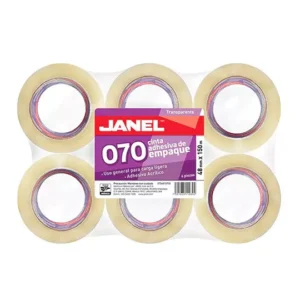 Cinta empaque línea 070 transparente JANEL 48x150 con 6 piezas