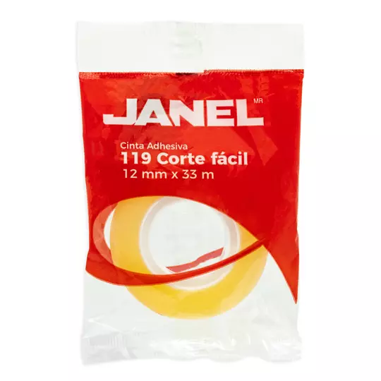 Cinta Adhesiva Transparente JANEL 12x33 Corte Fácil