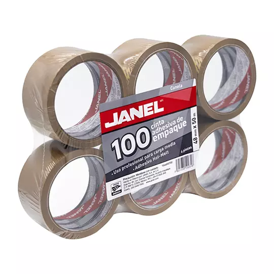Cinta empaque línea 100 canela JANEL 48x50 con 6 piezas
