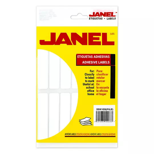 Etiqueta blanca JANEL clasica no. 20 con280 etiquetas de 20x105mm
