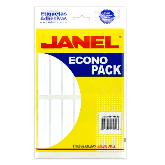 Etiqueta blanca JANEL econopack no.20 con 168 etiquetas de 20 x105 mm