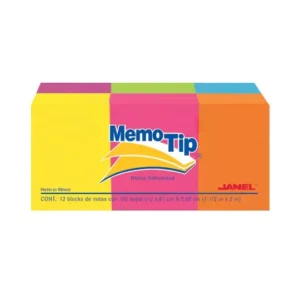 Notas Adhesivas Memo Tip neon 1.5x2 pulg12 blocks con 100 hojas cada uno