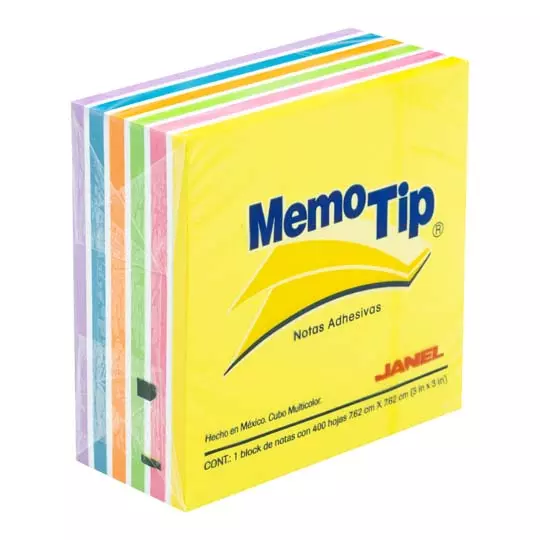Notas Adhesivas multi Memo Tip neon 3x3pulg 1 block con 400 hojas