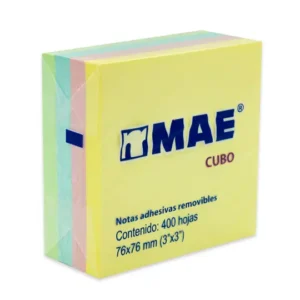 Notas Adhesivas MAE colores pastel 3x3 block con 400 hojas de colores.