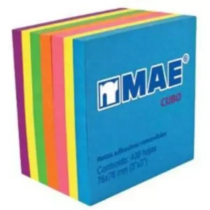 Notas adhesivas mae neón 3x3 con 400 hojas de 6 colores.