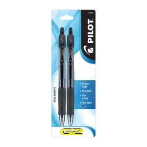 Bolígrafo fino retráctil G2-7 Pilot tinta gel color negro blíster con 2 piezas