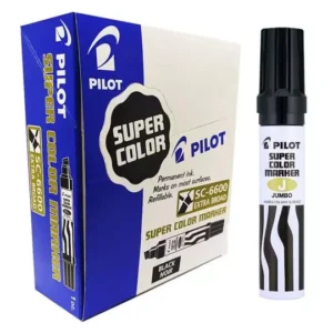 Marcador permanente Jumbo Pilot punta cincel hasta 12.5 mm, negro, caja c/12 pzs